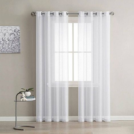 MINKUROW Set Di 2 Tende Trasparenti Bianche, Pannelli Per Finestre In Voile Con Passacavo Solido Per La Decorazione Della Camera Da Letto Del Soggiorno, 137 Cm X 241 Cm (1/5)