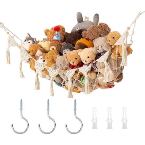 BUNTHAUS PA Hängematte zur Spielzeugaufbewahrung, Plüsch-Aufbewahrungsnetz für Kinderzimmer, Plüsch-Aufbewahrung, Aufbewahrungsnetz für Stofftiere, Plüsch-Hängemattenhalter für Spielzeug-Organizer im (1/4)