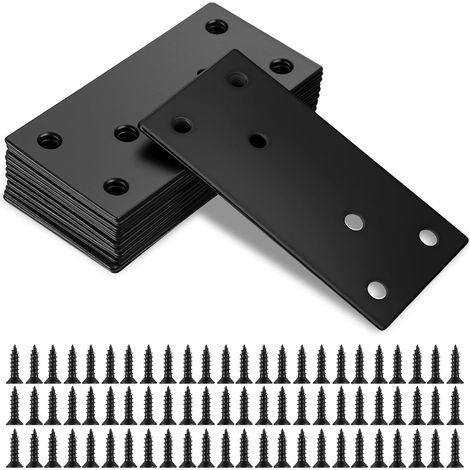 12 Pcs Plaques d'assemblage Perforée Plates, Plaques Perforées en Métal, Connecteur Plaque Acier Inox, Connecteur Plat Inox, Connecteurs Plats pour Réparation Fixation de Meubles en Bois, 80 x 40mm (1/5)