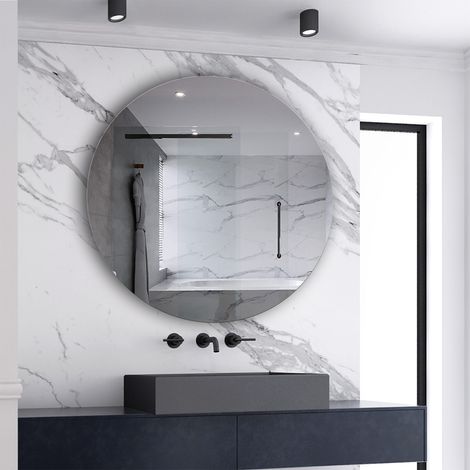 Biubiubath 90cm Round Bathroom Mirror Wall Mounted Mirror with HD Silver Glass Vertiacal IP44 Rated (1/4)