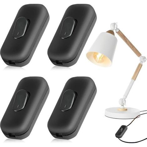 4 Pièces Interrupteur Lampe De Chevet,Interrupteur Bi-Polaire,Interrupteur à Bascule Bipolaire,Interrupteur à Touche Basculante,Interrupteur à Cordon En Ligne,Interupteur Lampe De Chevet (1/4)