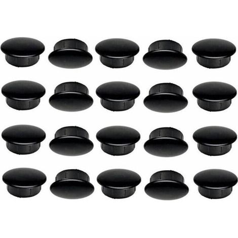 Lot de 20 bouchons en plastique noir 15mm x 20mm – Protection vis et trous – Pour bois et métal – Finition soignée