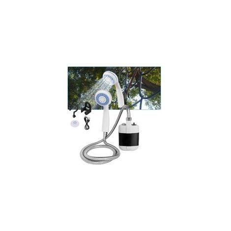 Douche de camping portable, pompe de douche électrique rechargeable avec pommeau de douche, pulvérisateur extérieur avec crochet, douche de camping pour camping, voyage, lavage de voiture et nettoyage