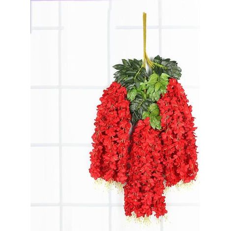 Simulation de Fleurs de glycine, rotin décoratif Violet Promenade, Rouge (12 bâtons), 110 cm,Fleurs pour Maison Cour Clôture,pour décoration de fête de Mariage (1/5)