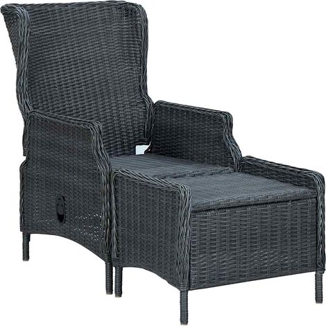 Maison Exclusive - Sedia da Giardino Reclinabile con Pouf Polyrattan Grigio Scuro
