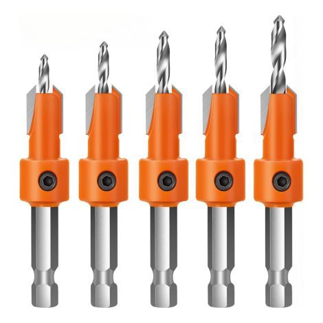 5 Pièces Jeu de Foret Fraise,2.5/2.8/3/3.2/3.5mm, Foret à Fraiser Bois (1/5)