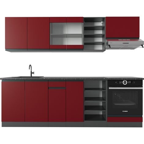Cucina componibile R-Line, Rosso/antracite, 240 cm , PL Antracite, Vicco (1/5)