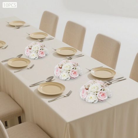 Ensemble de boules de fleurs artificielles colorées pour la décoration de la maison et des événements, 10pcs 24cm boules de fleurs, décoration de pièce centrale de bureau