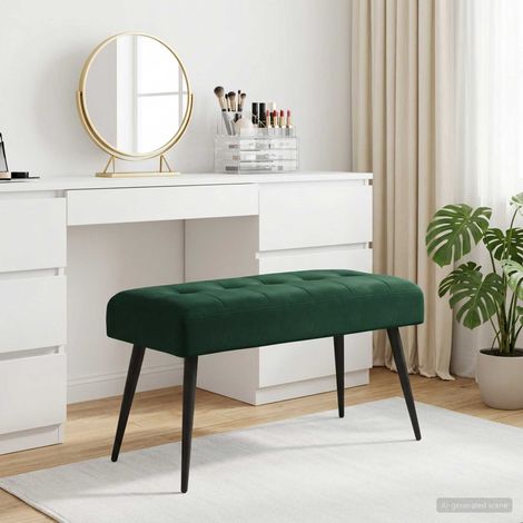 vidaXL Banc avec capitonnage bouton Vert foncé 80 x 40 x 46 cm Velours (1/5)