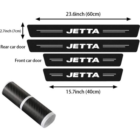(Jetta) Universel pour Jetta 4 pièces Autocollant anti-rayures pour seuil de porte de voiture en fibre de carbone,bande de protection pour style automobile (1/2)