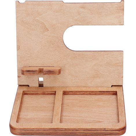 Station d'accueil pour téléphone en bois, porte-clés, organisateur de rangement de bureau, traitement de surface poli, support pour lunettes (1/5)