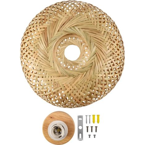 Einbau-Deckenleuchte aus Bambus-Rattan für Wohnzimmer, Schlafzimmer, Esszimmer, 30 x 18 cm (1/4)