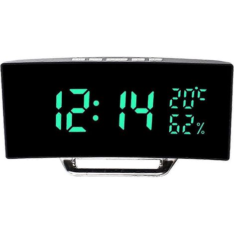 LED-Digitalwecker, Tischuhr mit 3-stufig einstellbarer Beleuchtung, Temperatur- und Feuchtigkeitsanzeige für Zuhause, Schreibtisch oder Klassenzimmer-Green (1/5)