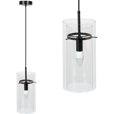 Pendant Lamp TOOLIGHT APP1211-1CP Black Metal Glass E14 1-light point