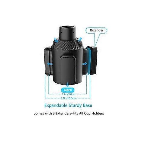 3-in-1 Multifunktionaler Getränkehalter fürs Auto: Erweiterungsadapter mit drehbarer und verstellbarer Basis, Ablagefach und Becherhalterung.