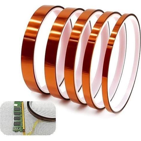 Nastro in poliimmide Kapton resistente al calore – 5 rotoli (3/6/8/10/12 mm) per stampa 3D, saldatura e isolamento di PCB