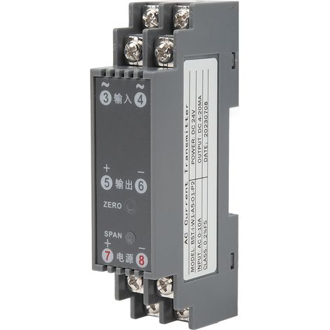 Transmetteur de courant alternatif 1 entrée 1 sortie, isolation du signal, conversion, distribution d'énergie, appareils de contrôle, 24 V CC, 4-20 mA (1/5)
