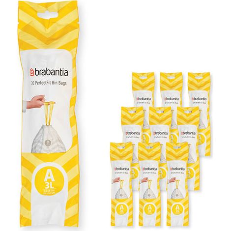 Brabantia PerfectFit Bags A 3 litre Multipack of 200 bags
