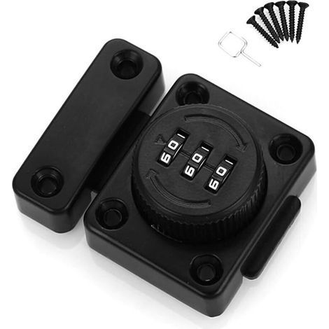 Cabinet Door Latch, Keyless Combination Lock, 3-Digit Passcode Mechanical Lock for Kitchen Cabinet, Easy Installation, Easy to Use, Black (1/5)