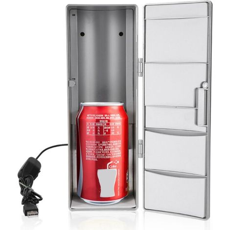 Kompakter USB-Minikühlschrank (8,5 x 12 x 25 cm) – Getränkekühlung bis 10 °C – Warmhaltefunktion bis 50 °C – Flüsterleise (35 dB) – Ideal für Reisen und Büro