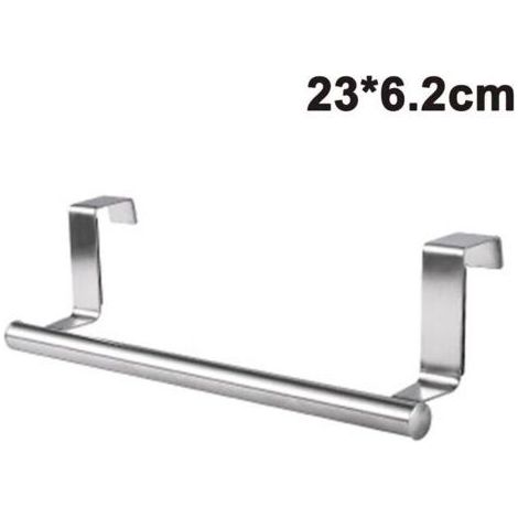 Porte-serviettes moderne avec crochets pour salle de bain et cuisine, porte-serviettes en acier inoxydable brossé sur le meuble 23 × 6,2 cm (1/5)