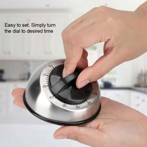 Minuteur de cuisine - VGEBY - Acier inoxydable - 60 minutes - Argent - Mécanique-Ywey (1/4)