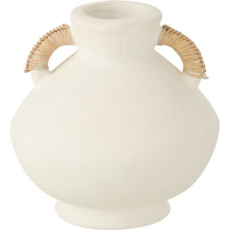 Vase Déco "Léo" 30cm Blanc & Naturel (1/2)