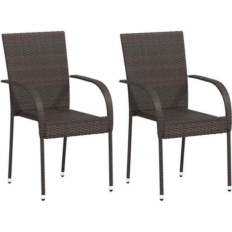 Chaise de jardin résine tressée marron Daget - Lot de 2 (1/5)