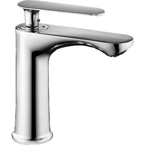 Mitigeur de lavabo monotrou, robinet cuivre eau froide sans flexible, couleur chromé (1/2)