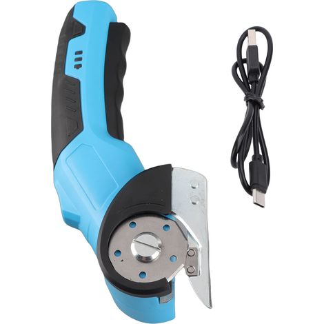 Cisaille électrique sans fil pour carton, tapis et cuir – Cisaille rotative puissante, silencieuse et rapide, avec éclairage LED bleu