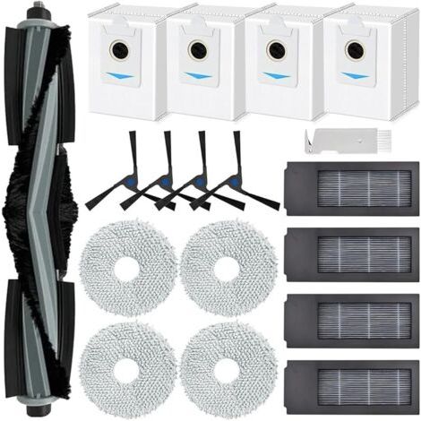FENOPLASTICAFOREHILL Accessoires pour ECOVACS DEEBOT X2 Omni Aspirateur Robot, Pices de Rechange avec 1 Brosse Principale, 4 Sacs Poussire, 4 Serpillires, 4 Filtres, 4 Brosses Latrales (1/5)