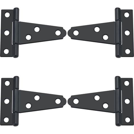 Bisagras en T de 4 piezas, bisagras desmontables para puertas correderas, bisagras metálicas con 24 tornillos, para puertas y ventanas, color negro, hierro. (1/5)