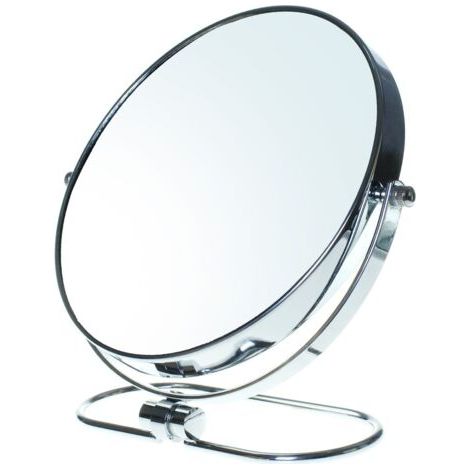 Miroir Maquillage Pliable, x10 Grossissement, 8" Cosmétique sur Pied pour Chambre et Voyage, Ø 20 cm de Table, Double Visage Tournant de Rasage