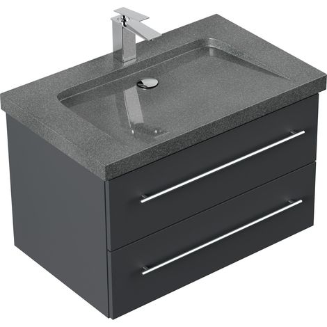 Badmöbel Granit G654 Damo 75cm 1 Hahnloch SoftClose grafit