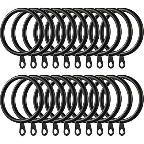 CSPARKV 60 piezas de anillos para cortinas, anillos de metal para colgar cortinas y varillas, diámetro interior de 35 mm (negro) (1/5)