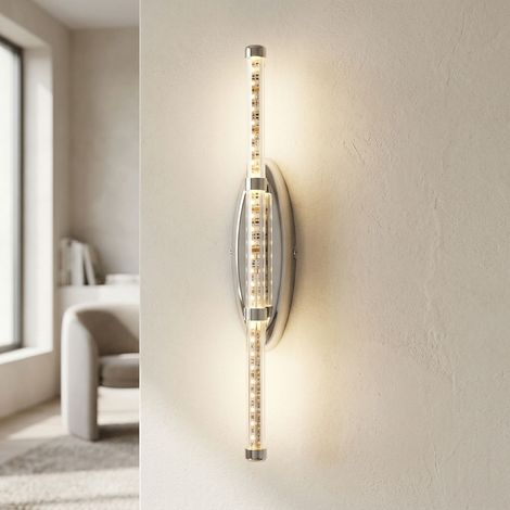 Applique murale, lampe de miroir, lampe de chambre, lampe de salon, forme brute, chrome brillant, 1x LED 10 W 700 lm 3200 K, H x l 50 x 7 cm (1/5)