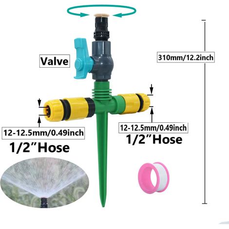 (C) Arroseur de jardin rotatif à 360° - Système d'irrigation - Arroseur en plastique - Support pour l'agriculture, pelouse et ferme (1/5)