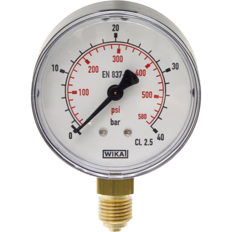 Manómetro de vacío fi 63 0 → + 25 bar, base de latón seco de 1/4".