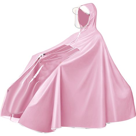 Poncho de pluie long taille 3XL pour vélo électrique, imperméable réutilisable intégral, rose (1/5)