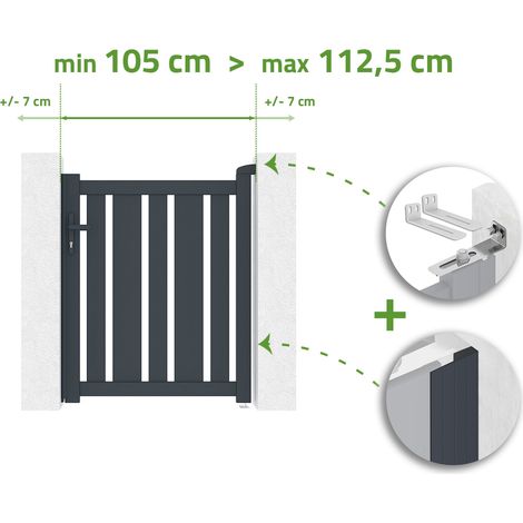 Portillon ajustable en largeur VEYMONT 1m H.120cm Aluminium Gris Anthracite (1/4)