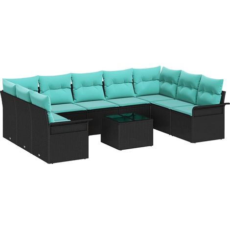 Maison Exclusive - Garten-Sofa-Set mit Kissen 10 pcs Schwarz Poly