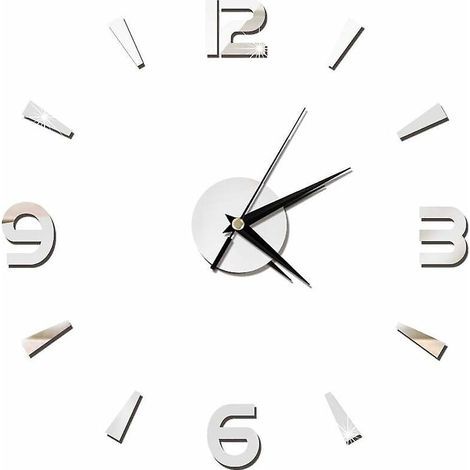 horloges Murales 3d (argent)grande Horloge Murale Moderne Muette Bricolage Sans Cadre Pour Salon, Maison, Bureau, Dcoration De Chambre (1/5)