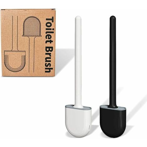 Brosse WC Toilette Silicone Plate Paquet de 2, Balai WC et Supports, Brosse Balayette Wc Suspendu, Séchage Rapide Kit de Brosse Nettoyage de Salle Bain