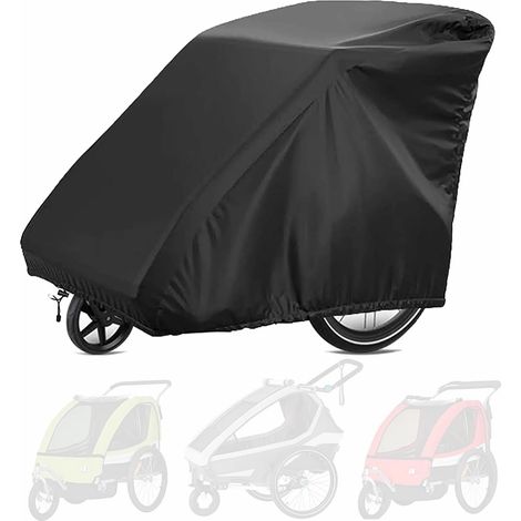Wasserdichte Fahrradanhängerabdeckung – Windfestes Seil, passend für die meisten Marken – 55 x 33 x 39 Zoll
