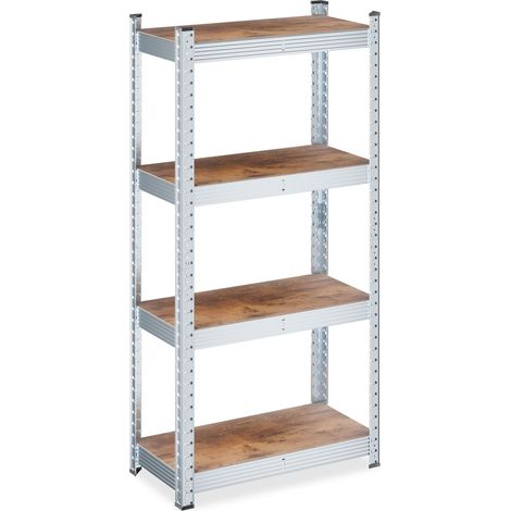 Étagère charge lourde réglable pour garage cave 120 x 60 x 30 cm avec 4 rayons pratiques en acier gris (1/5)