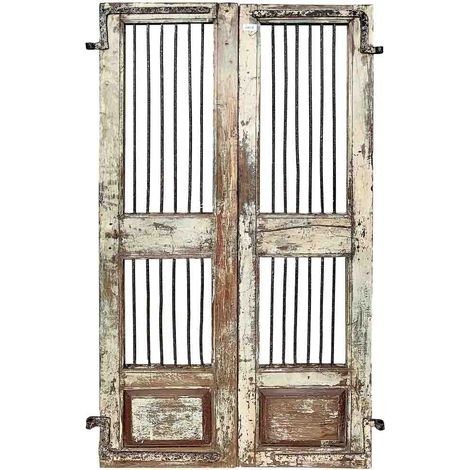 Puerta de madera marrón  acabado artesanal 98x3x175 h cm