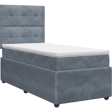Letto box spring con materasso Grigio Scuro Singolo Velluto vidaXL (1/5)