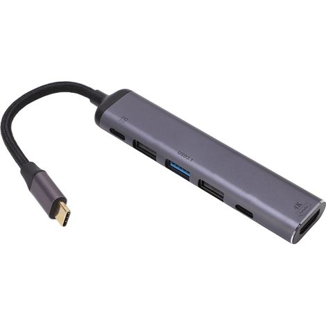 Hub USB-C 6-en-1 Multiprise Station d'Accueil Mâle vers HDMI 3 USB PD 100W (1/5)