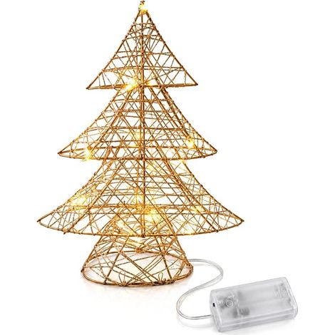 Sapin de Noël LED Doré en Métal 30 cm (1/5)