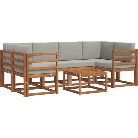 Conjunto de sofás de exterior 7 uds. Gris Natural y Claro vidaXL (1/5)